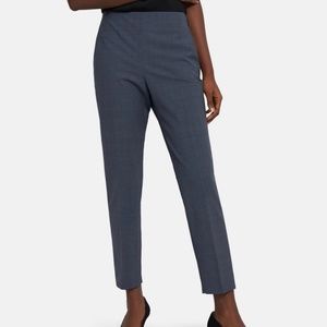Theory Slim cropped pant in plaid stretch wool size 00